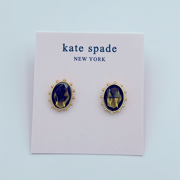 kate spade Jewelry - Kate Spade Perfectly Imperfect Dark Green Oval Stud Earrings NWT